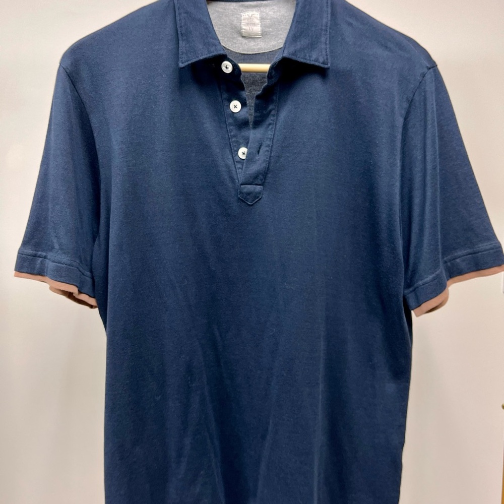 Eleventy Blue Polo Shirt Relaxed Fit Soft Texture